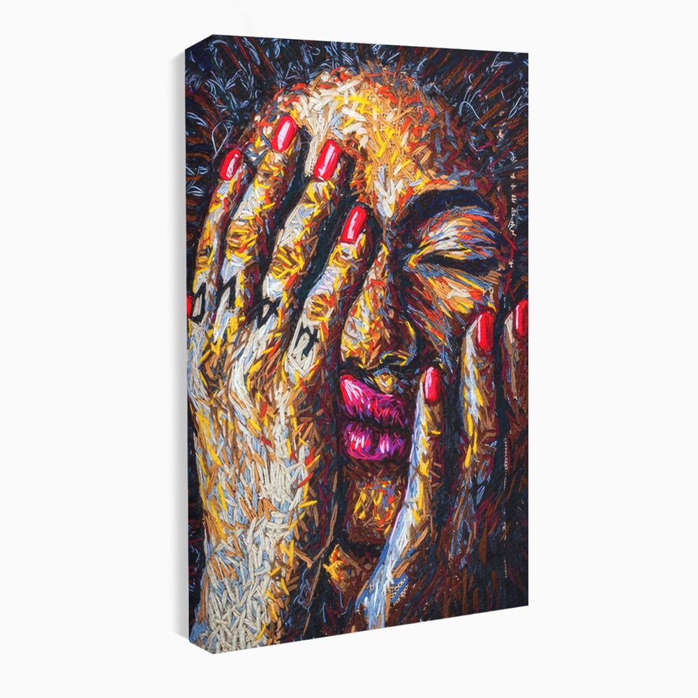Tablou canvas cu tablou canvas cu portret stilizat, fara rama, pe sasiu de lemn